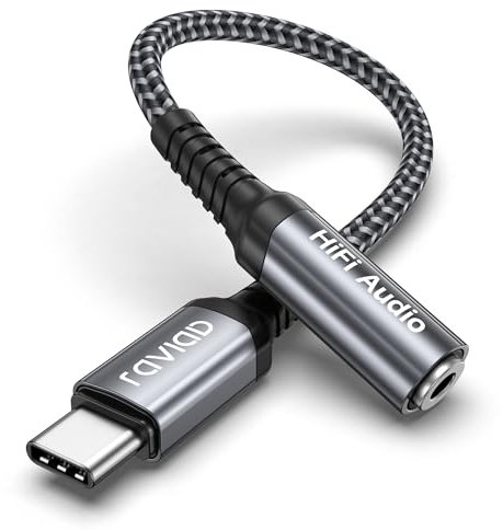 RAVIAD USB C to 3.5mm Jack Adapter, USB C Headphone Adapter Aux Digital Audio Earphone Adaptor, Hi-Fi DAC Chip for Samsung Galaxy S24 S23 Ultra, iPhone 15 Pro Max, Pad Pro/Air, Pixel, Mi