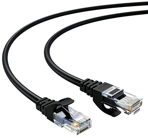 Elfcam® - 5m Slim Cat 6 Ethernet Cable, Cat6 32AWG WAN LAN Cable de Red, Ultra Slim Negro (5 Metros)