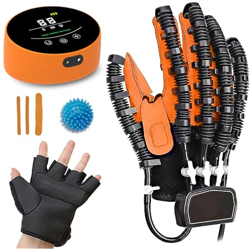 Emiplegia Guanti Robot Per Riabilitazione, Fisioterapia Attrezzi Riabilitazione Per Pazienti Con Ictus, Artrite Guanti Addestramento Della Flessibilità Della Dita(Size:Right XL,Color:Arancione)