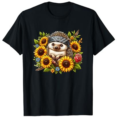 Igel mit Bandana umgeben von Sonnenblumen T-Shirt