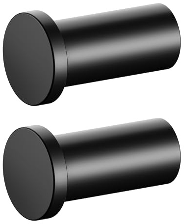 Keuco Plan Handtuchhaken, 2 Stück, 3,8 cm, Metall schwarz matt | Made in Germany, für Handtücher und Bademäntel, inkl. Schrauben und Dübel, Wandhaken zum Bohren