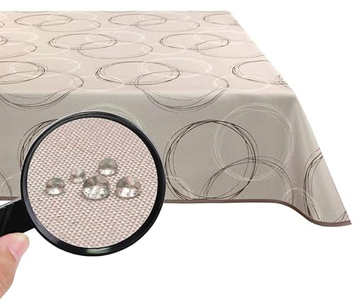 Valia Home Tischdecke mit Teflonbeschichtung für Innen- & Außenbereich Wasser- & Schmutzabweisend Dank verlässlichem Lotuseffekt - beige 110 x 110 cm