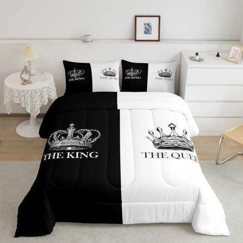 Homemissing Kinder Bettdecke 155x220cm Schwarz und Weiß Area Steppbett Valentinstag 4-Jahreszeiten Bettdecke Geschenk für Lover Steppdecke Zimmer Dekor Winter Sommer Bettdecke