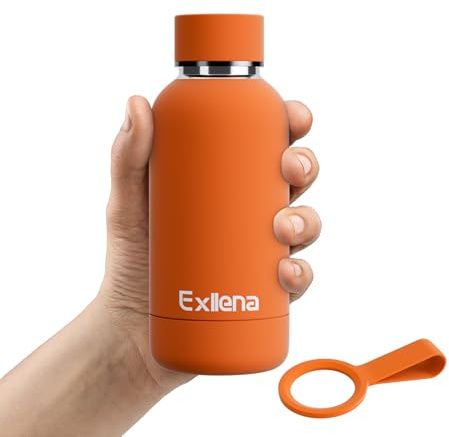 Exllena Gourde Isotherme 350ml - Bouteille Isotherme 350ml en 304 Acier Inoxydable sans BPA - 100% Étanche Idéal pour le Sport, Gym, Voyage - Orange