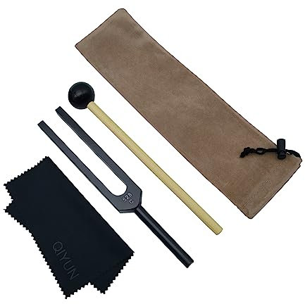 Stimmgabel, 528 Hz Stimmgabel mit Silikonhammer und Reinigungstuch Solfeggio Stimmgabel für DNA Reparatur Heilung und perfekte Heilung Musikinstrument (528HZ,Schwarz)