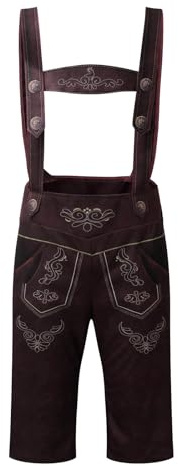 Trachtenhose Herren Kurz Lederhose Herren Tracht Trachtenlederhosen Lederhosen Braun Grün Lederhosen mit Hosenträger Trachten Kurze für Oktoberfest Bayerische Outfit