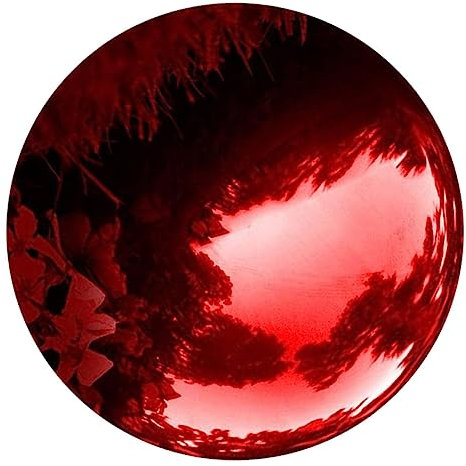 SEWOART Edelstahl Gartenkugel Spiegelpoliert Glänzend Reflektierend Gazing Globe Für Patio Outdoor Dekoration Rot