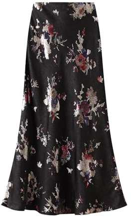 BiilyLi Jupe Longue Femme Haute Taille Léopard Maxi Jupe Élégant A-Line Midi Jupe Black M