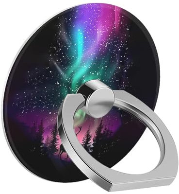 One Piece Set of Phone Ring Holders Deer Aurora Art Featuring A 360° Rotation Function Suitable for Smartphones, Tablets, and Other Devices Designing Advanced Pattern