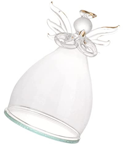 FELTECHELECTR Glass Cloche Angel Figurine Statue Cover Elegant Angel Shaped Glass Dome for Home Decor Preserved Flower Display Unique Decorative Ornament for Bedroom and Living Room