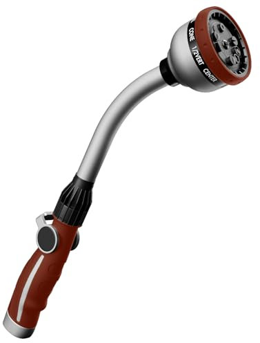 RESTMO Bewässerungsstab, strapazierfähig, Metall-Gartenschlauchstab mit 10 Sprühmustern, 38,1 cm langer Schlauchtülle, Sprüher mit Daumen-Durchflusskontrolle, ideal zum Bewässern von Hängekörben und