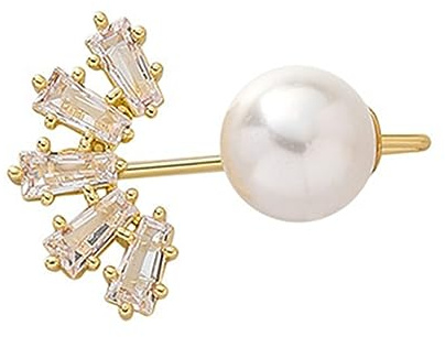 LIFKOME Elegante Perlenbrosche mit Künstlichem Zirkonia aus Kupfer Multifunktionale Sicherheitsnadel für Damen Leicht Anzuziehen für Partys und Besondere Anlässe