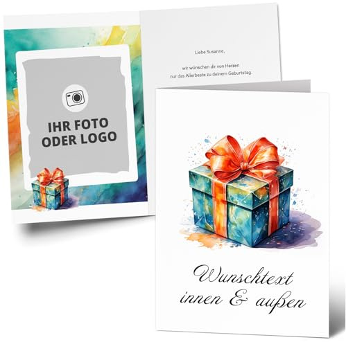 Einladungskarten Manufaktur Hamburg XXL Glückwunschkarte Geburtstag PERSONALISIERT | A4 Grußkarte | Große XL Maxi Karte | Geburtstagskarte | Umschlag | Text Foto selbst gestalten | 02