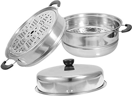 PAMINGONO 1satz Dampfgarer Aus Dickem Edelstahl Für Gemüse Fisch Und Vielseitiger Kochtopf Für Gas Und Elektroherde Für Gesundes Dampfgaren