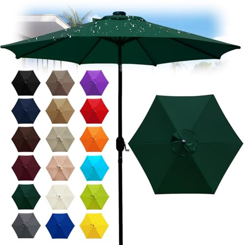 6 Ribs Outdoor Umbrella Canopy Replacement - Replacement Parasol Fabric Cover - 6.6/8.2/8.9/9.8ft Umbrella Cloth - Not umbrella frame - for Garden, Patio, Yard, Beach, Market
