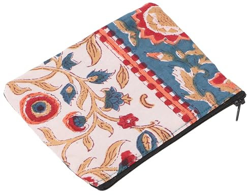 GURU SHOP Kleiner Geldbeutel, Kosmetiktasche aus Blockdruck Stoff - Modell 14, Unisex - Erwachsene, Baumwolle, 12x14x1 cm
