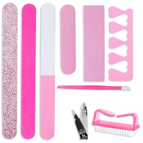 9Pcs Nail Files & Buffers Set, Sanding & Polishing Sanding Strips for Manicure & Pedicure Tools, Nail Buffer Blocks with Cuticle Remover Cuticle Nippers Cuticle Pusher