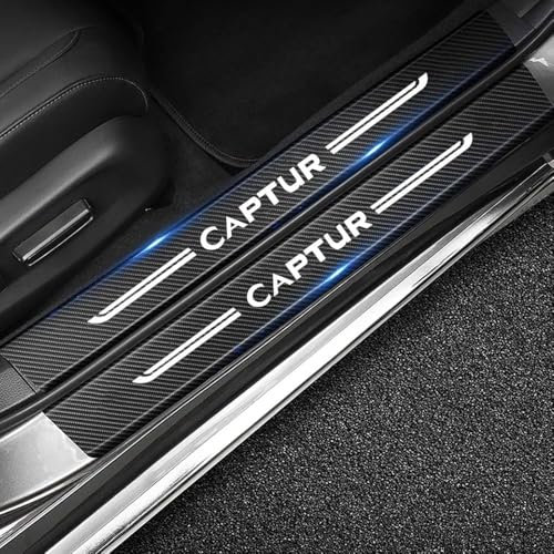 YINTMI Lot de 4 protections de seuil de portière de voiture pour Captur/Twingo, en fibre de carbone, accessoire de décoration antidérapant (Captur)