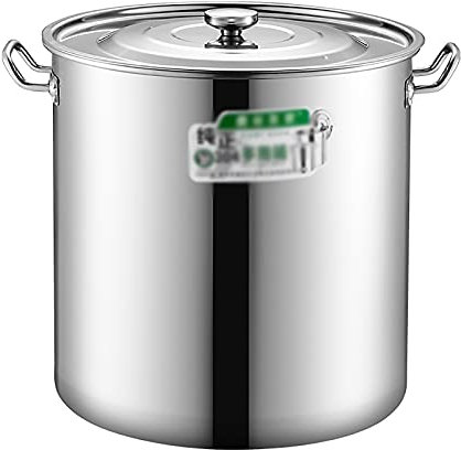 GXXINGIN Olla de Acero Inoxidable 304 para Sopa con Tapa, para Uso doméstico, para halógenos/Aceite, para Cocina de Gas/inducción (tamaño: 20 L)