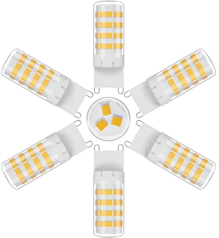 Kligthen Lampadina LED G9 5W, 51-LED SMD2835 Lampade LED G9, 600LM Equivalente 50W Lampada Alogena, Bianco Naturale 4000K, Non Dimmerabile, Angolo di Fascio di 360 °, Confezione da 6