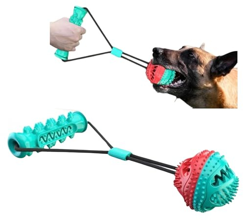 Dog Ball with Rope – Durable TPR Chew Toy for Tug, Fetch & Dental Cleaning – Treat Dispensing Interactive Toy for Small, Medium & Large Dogs – Indoor Outdoor Play Training by Tail Town