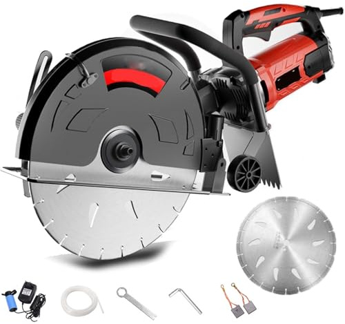 Electric Wall Chaser Cutting Machine, 9900W, 6800r/min, Adjustable Depth 0-154mm, 90° Rotation, Includes 1 Saw Blade for Stone, Cement, Concrete, Ceramic Tile, Marble