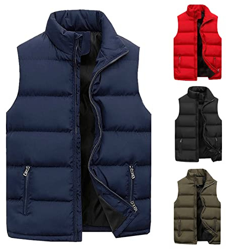 POIUIYQA Chaleco Plumas Ligero Hombre Chaleco Acolchado Ultraligero Hombre Chaleco Plumon Guateado Abrigo Pluma Sin Mangas Hombre