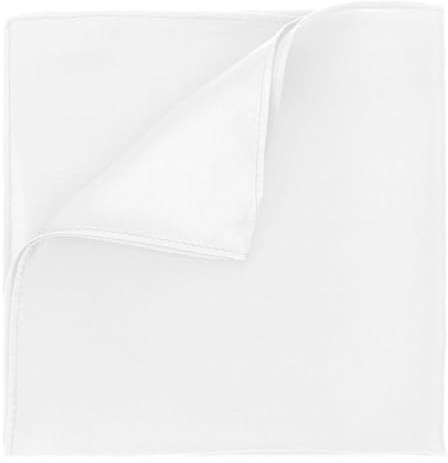 DOPENSPI Einstecktücher für Herren, 100% Echte Maulbeerseide, 35 x 35 cm Vorgefaltet Klassisch Weich Einfarbig(Weiß)