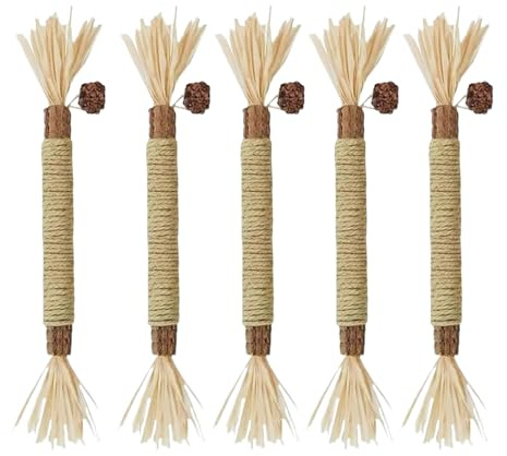 qokeeu Katzenminze Sticks, 5 Stück Katzenminze Sticks, Katzen Stick, Kausticks Für Katze, Katzen Zahnpflege Spielzeug, Kau-Stick Helfen Bei Zahnstein & Mundgeruch Gesund Hygiene Zahnpflege
