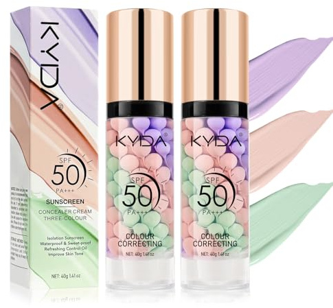 FREEORR 2 Pcs One Step Color Corrector Primer for Face, 3 In 1 Face Primer Before Makeup, Sunscreen Isolation Cream, SPF 50+, Skin Tone Correcting, Oil Control and Moisturizing, Radiance Skin