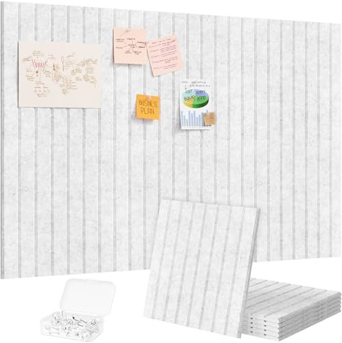 Lifewit 90 x 60 cm Anslagstavla i Filt Självhäftande, 6-Pack Alternativ till Anslagstavla Kork, Vision Board Meddelandetavla med 30 Häftstift för Kontor, Kök och Barnrum, Molngrå