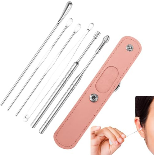Kit per la pulizia delle orecchie, kit professionale per la pulizia delle | orecchie, con custodia in poliuretano, strumento professionale per la pulizia, regalo per familiari, , adulti e bambini