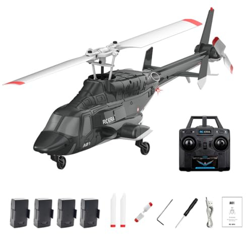 NULA RC ERA A61 Air-Wolf RC Hubschrauber mit Start/Landung Per Tastendruck, 1/52 Single Rotor 2.4G 4CH Helikopter Flugzeug Höhenhaltung Optische Flusspositionierung Für Erwachsene