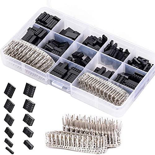 CHENBO 620pcs 2.54mm/0.1 Connectors Wire Jumper Cable Pin Header Connector Housing Assortment Kit Male Female Crimp Pin Connector Terminal Pitch With Plastic Box