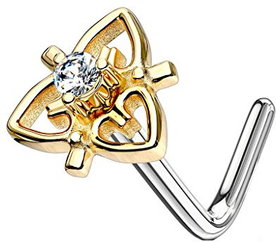 beyoutifulthings Nasen-Piercing ZIRKONIA Herzen 5,7mm Nasen-Ring Nasen-Stecker L-Form Chirurgenstahl Mehrfarbig Stab-Dicke 0,8-1mm