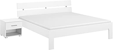 Rauch Möbel RYBA, Bett, Farbe Weiß, Maße 215x88x232 cm | Doppelbett mit Nachttisch, 1 Schublade, für Schlafzimmer, Jugendzimmer, Gästezimmer, Liegefläche 180x200 cm