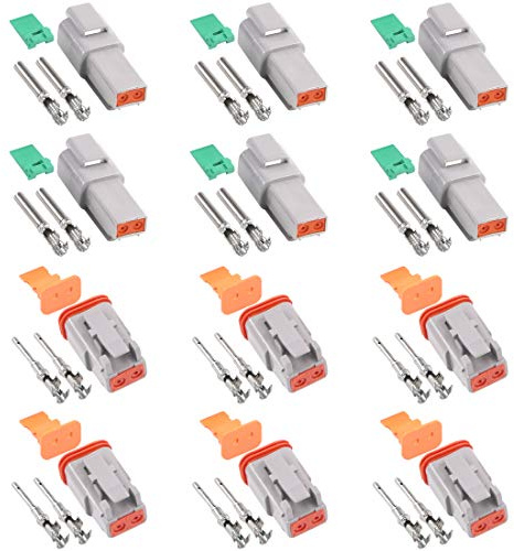 Glarks 30 Stück 2-poliger versiegelter grauer Stecker und Buchse, automatischer, wasserdichter elektrischer Kabelverbinder, Stecker 22–16 AWG, Stecker für Motorrad, Roller, Auto, LKW, Boote