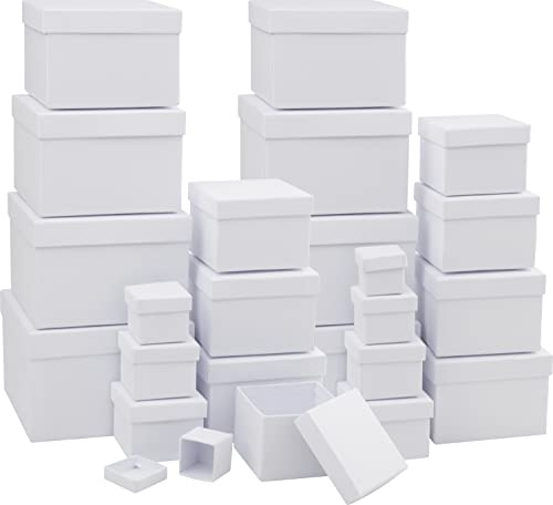 VBS 24er Pack Geschenkschachteln, Adventskalender, Pappkarton, Aufbewahrungsbox, Geschenkbox quadratisch verschiedene Größen