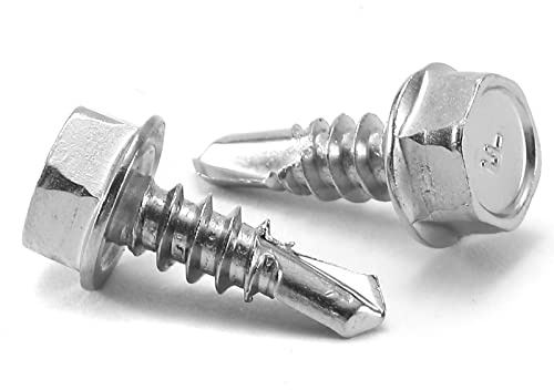 #8 x 1/2 Sheet Metal Screws 100PCS 410 Stainless Steel Hex Washer Head Fast Self Tapping Screws by SG TZH