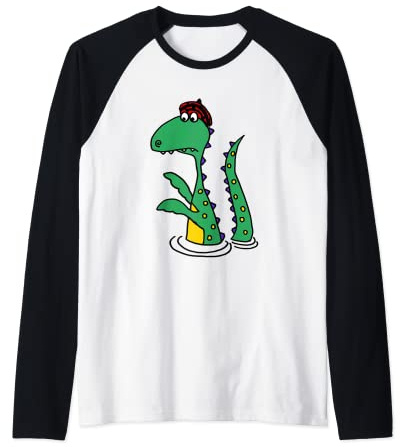 Smileteesanima Funny Loch Ness Monster with Scottish Cap Raglan Baseball Tee