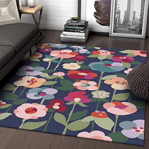 Rururug Designer Teppich Kurzflor Moderner Orientteppich Klassisch Gemustert Ornamente für Wohnzimmer Schlafzimmer Kinderzimmer,Bunte Vintage Blumenmuster 200 x 200 cm