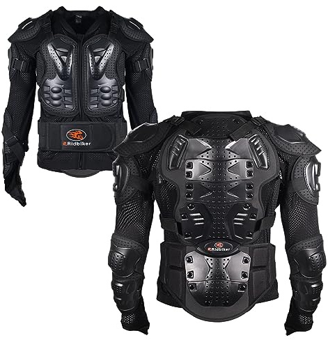 RIDBIKER Motorcycle Protective Jacket Full Body Armor, Chest Spine Protection Dirt Bike Gear for Men Motocross MTB Racing Off-Road (Large, Black)