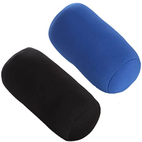 ASkinds 2 Pcs Cylindrical Pillow Comfortable Roll Pillow Microbead Jelly Bean Bed Pillow Tube Pillow Cushion for Head, Neck, Back Support(Black+Blue)