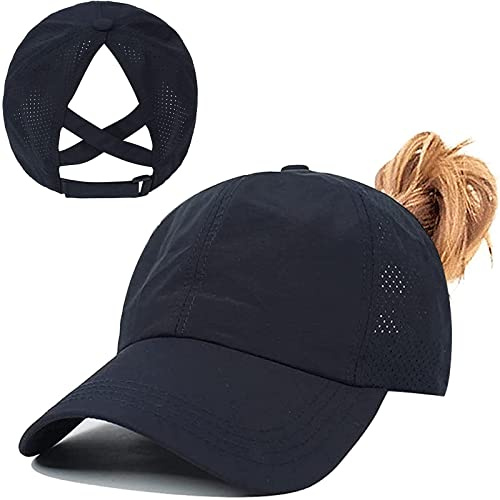 Baynetin Pferdeschwanz Baseballkappe Damen Sommer Einstellbare Schnell trocknende Masche Atmungsaktiv Baseballmütze Unisex Criss Cross Hüte Sport Mütze
