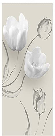 Hilai Porte Autocollants Auto-Adhésif Blanc Fleurs Porte Murale Amovible Sticker Décoration XL