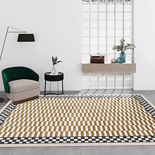 Teppich teppiche fürs kinderzimmer,Rutschfester Waschbarer Teppich Braun Schwarz Geometrisches Design teppichläufer rutschfest,Living Room 160x230cm