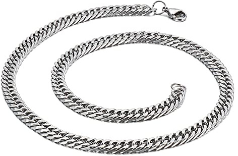 Epinki Halskette Edelstahl Herren 50 cm, Panzerkette Silber Halskette Edelstahl Ohne Anhänger Breit 6MM Freundschaftskette Jungen für Männer