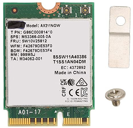 UPQRSG AX211NGW WiFi Card, 2400MBps M.2 WiFi INT El AX211NGW Card con BT5.2, Modulo Wireless Espandibile a 6Ghz, Tripla Frequenza 802.11AC AX Scheda di Rete Interna per Win 10