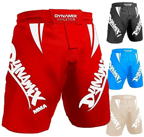 Dynamix Athletics MMA Fight Shorts Light 2.0 - MMA Grappling Kampfsport Mixed Martial Arts Hose Short für Herren (as3, Alpha, x_l, Regular, Regular, Beige/Weiß)