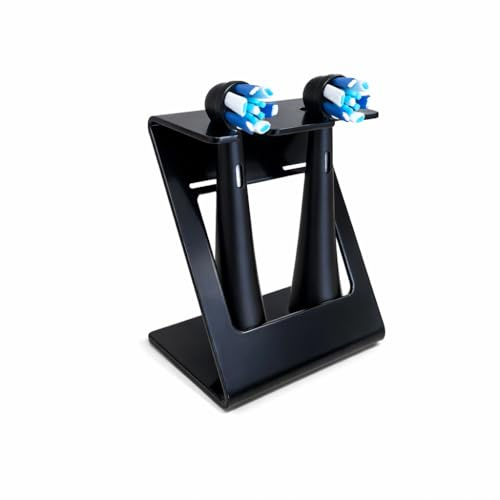 Steland Metallmanufaktur® Zahnbürstenkopfhalter 2er Schwarz – hygienischer Zahnbürstenhalter freistehend, spülmaschinenfest, ohne Wandhalterung, elektrische Zahnbürste Halterung – Made in Germany